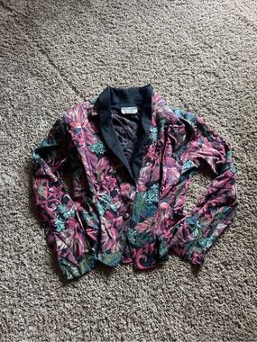 Wrapper Floral Suit Set in Pink, Teal & Black